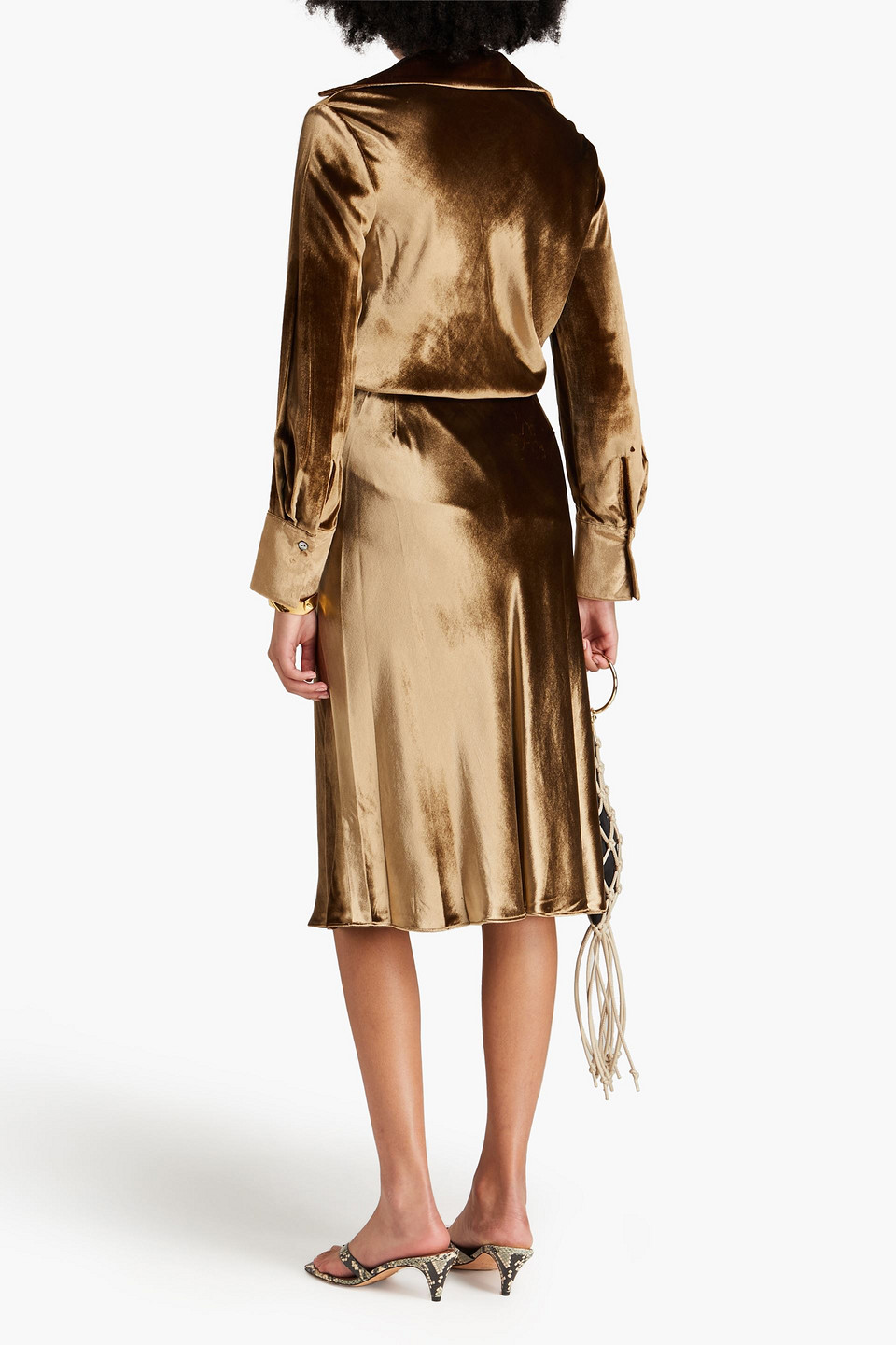 Vince Velvet Skirt In Army Green