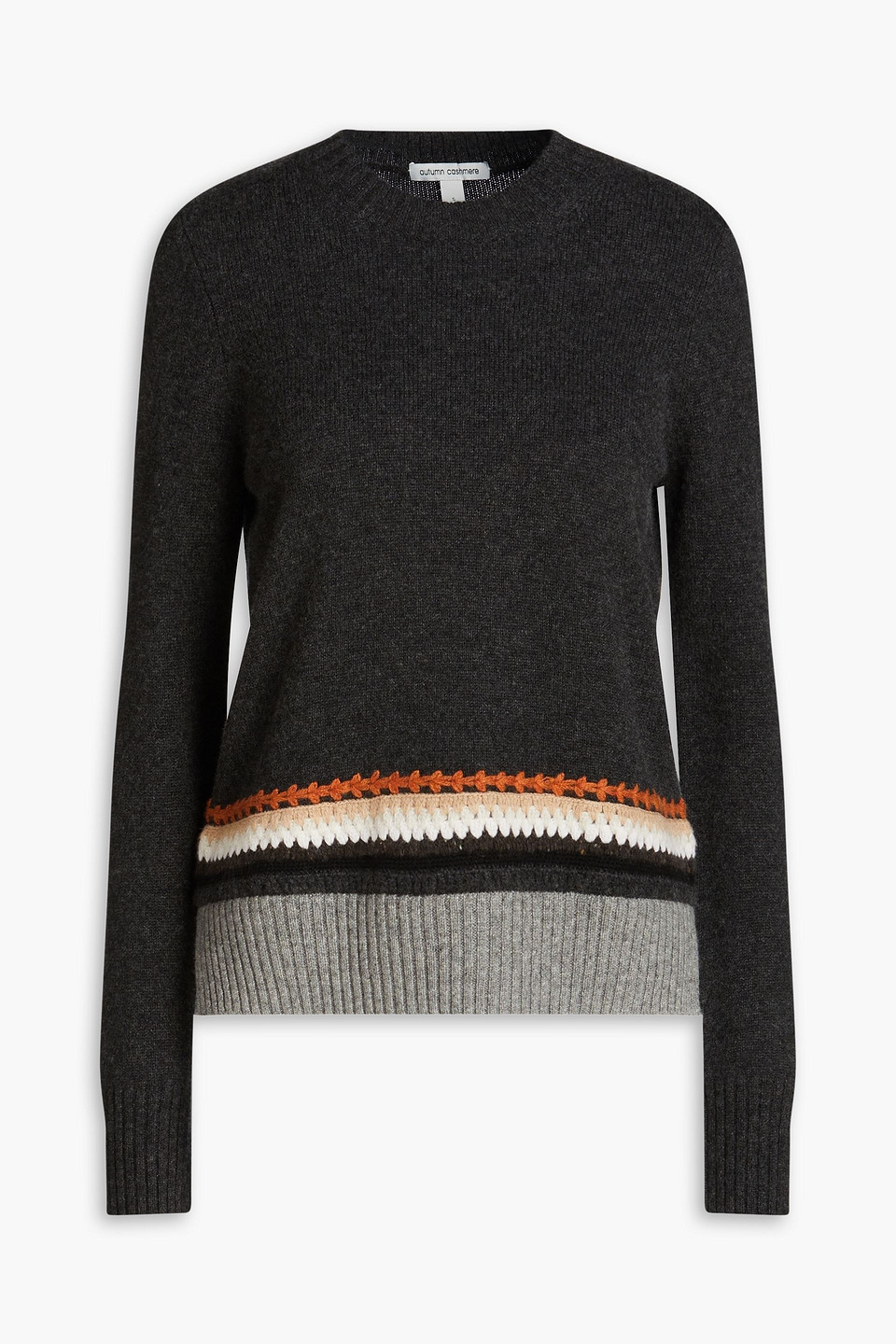 Autumn Cashmere Embroidered Cashmere Jumper In Charcoal