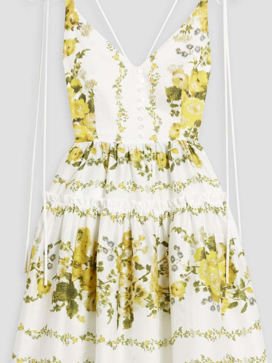 oleander ruffled floral-print cotton mini dress