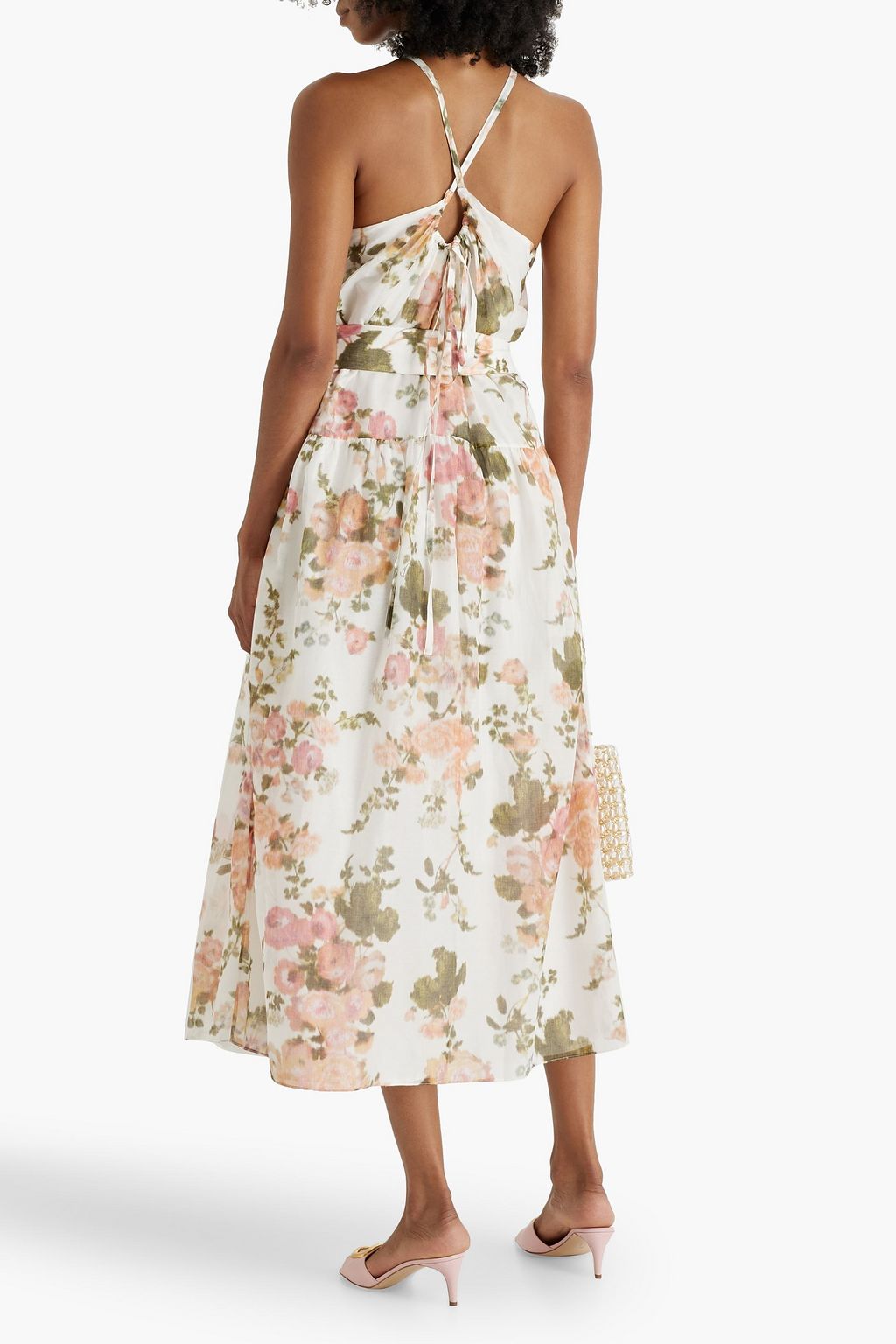 ERDEM Zinnia belted floral-print cotton and silk-blend midi dress