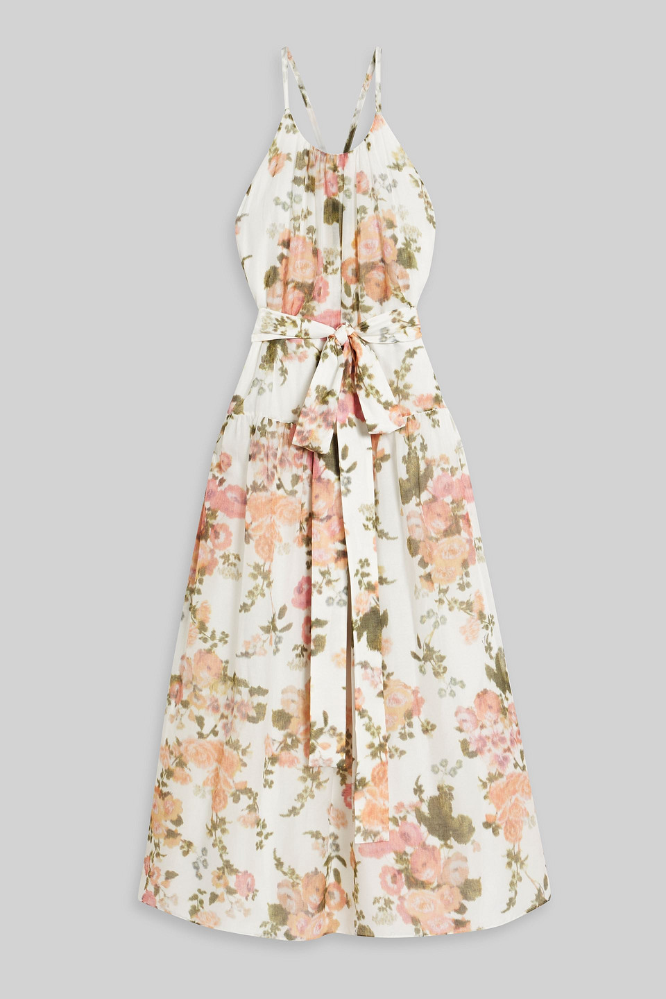 Erdem Zinnia Floral Cotton And Silk Midi Dress In Ivory