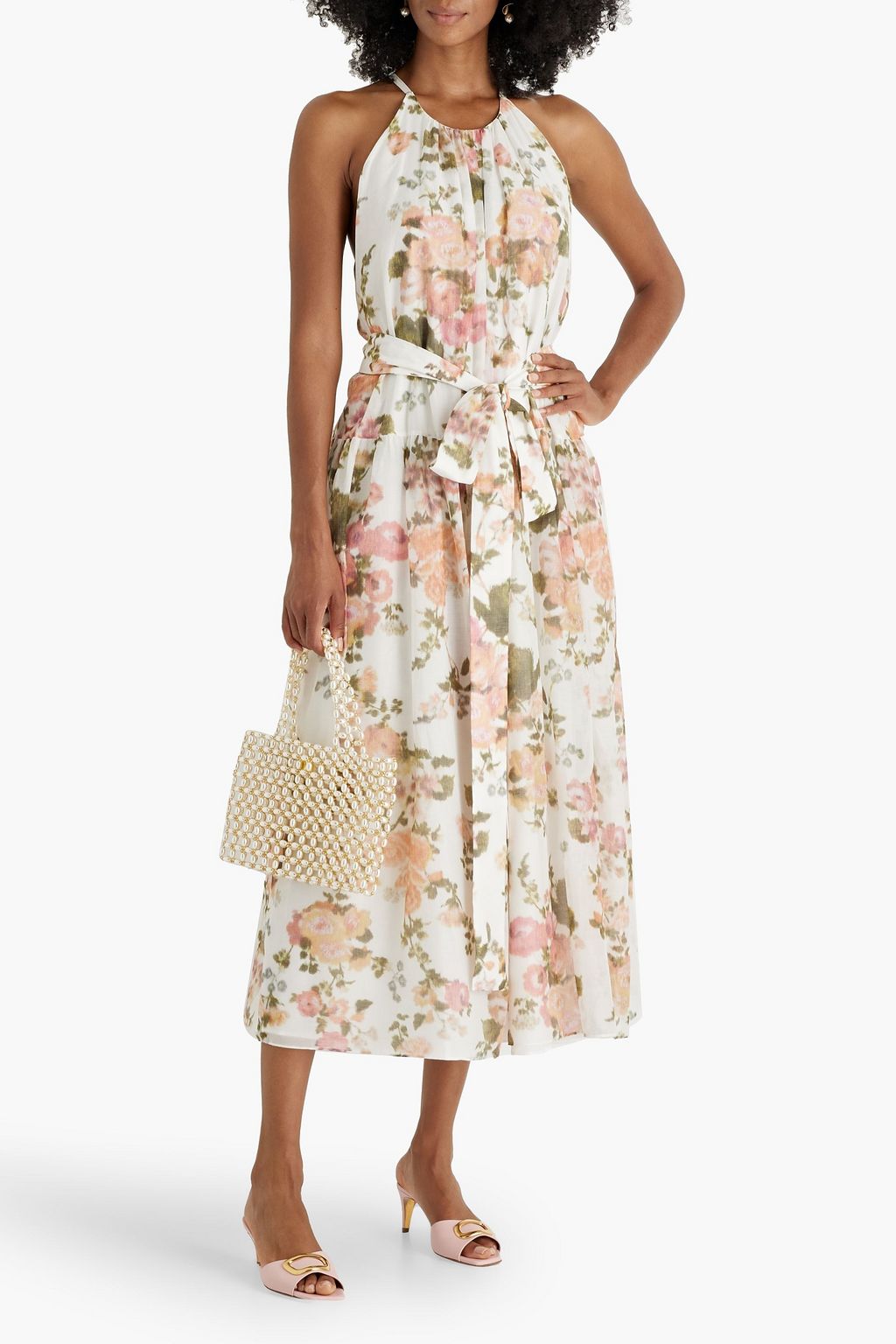 ERDEM Zinnia belted floral-print cotton and silk-blend midi dress