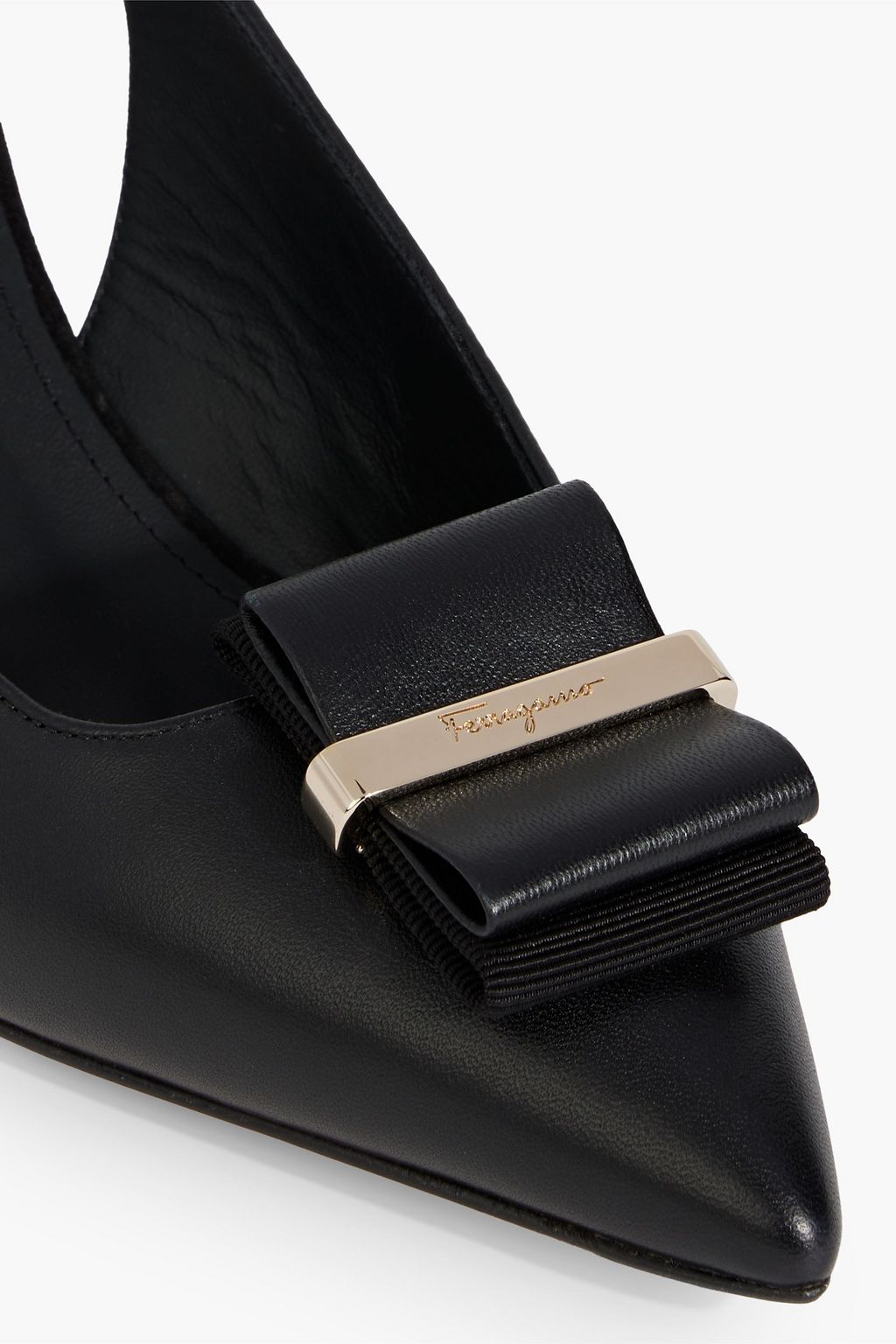 FERRAGAMO Willis 55 embellished leather slingback pumps