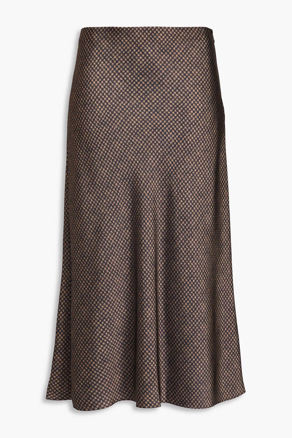 Vince Brushed Houndstooth Midi Skirt In Light Brown