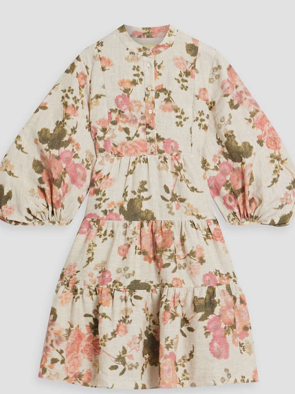 winona tiered floral-print linen mini dress