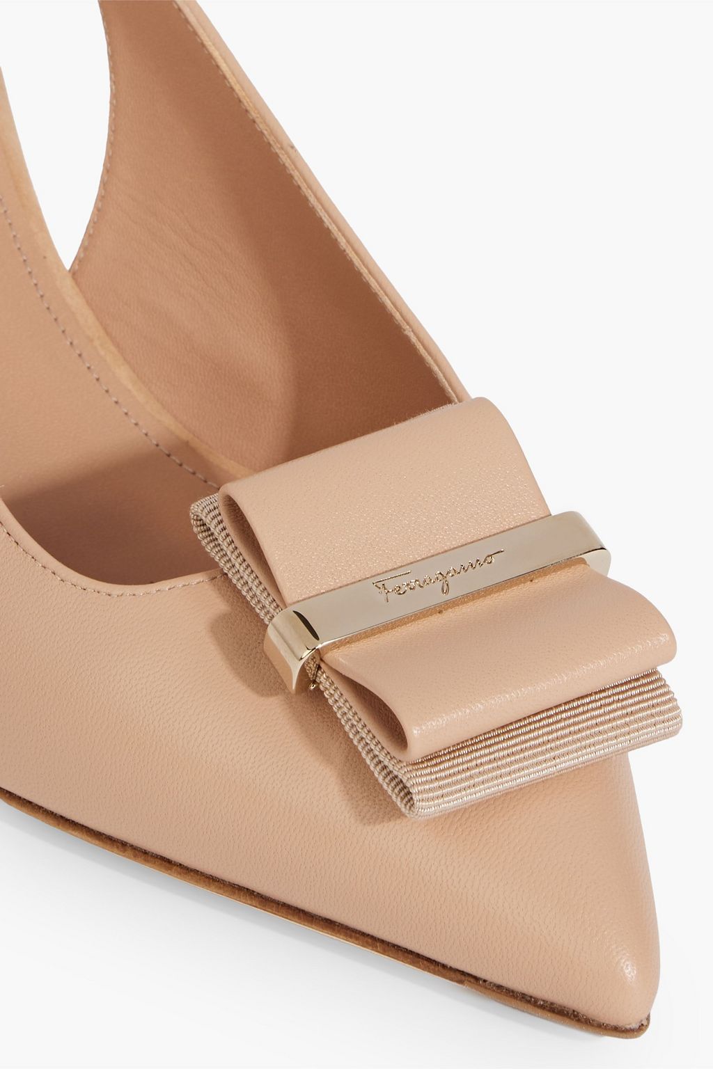 FERRAGAMO Willis 55 embellished leather slingback pumps