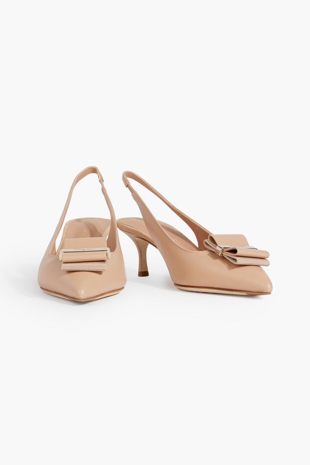 FERRAGAMO Willis 55 embellished leather slingback pumps