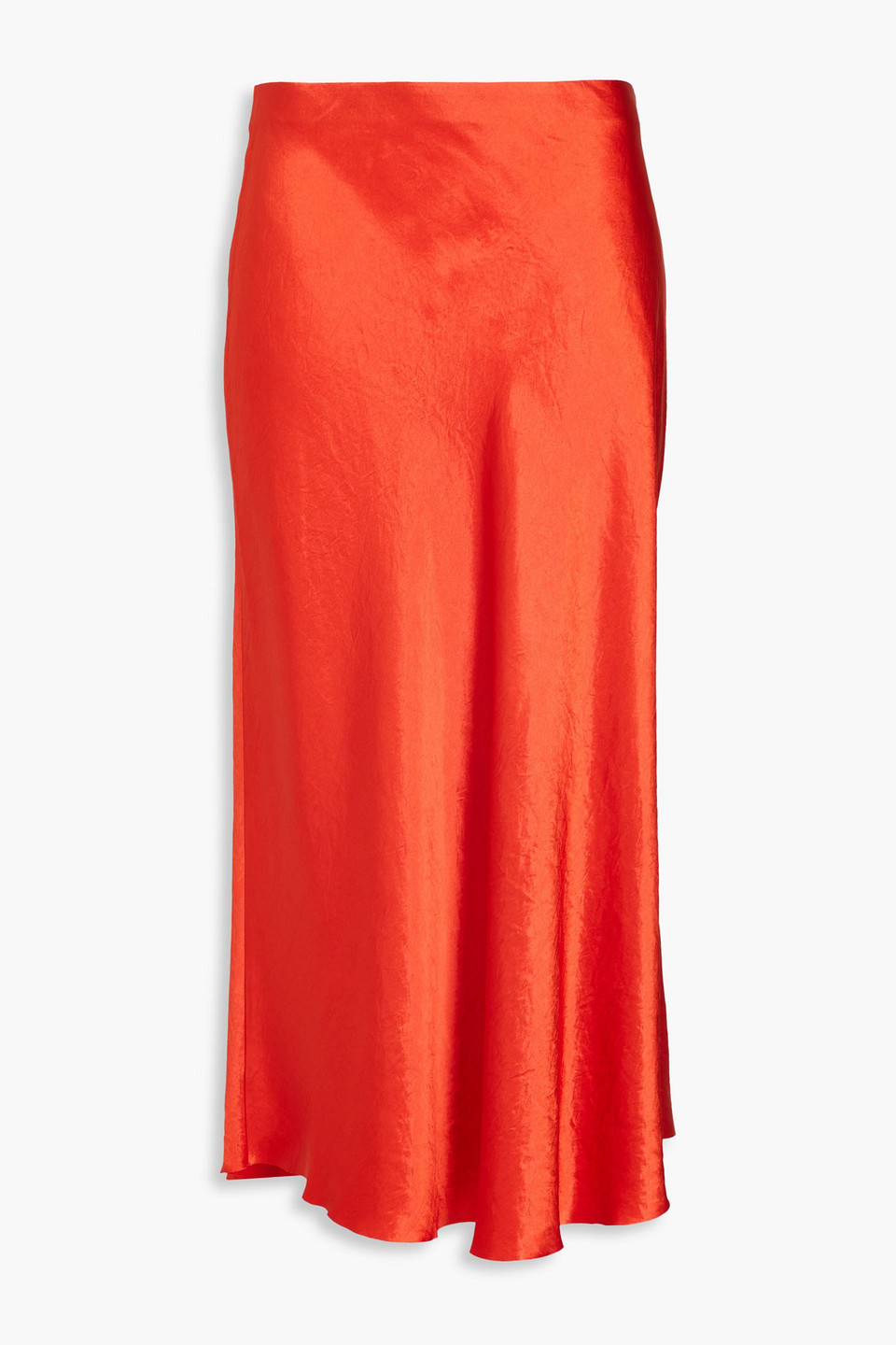 Vince Bias Satin Midi Skirt In Orange