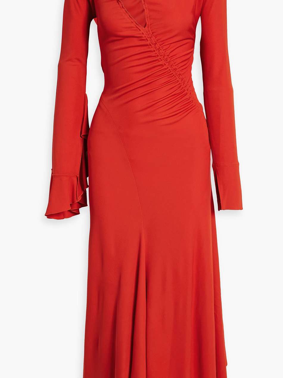 asymmetric cutout jersey midi dress