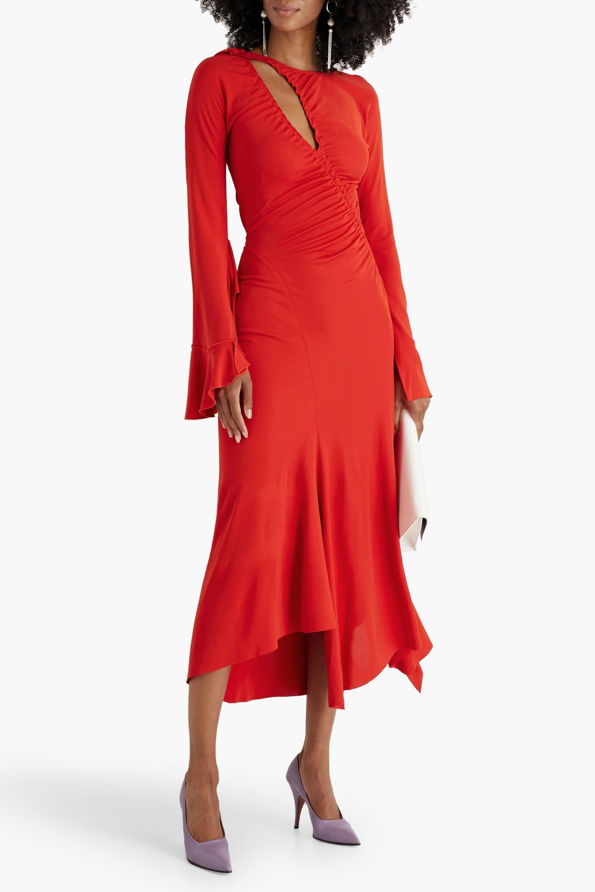 Victoria Beckham Asymmetric cutout jersey midi dress