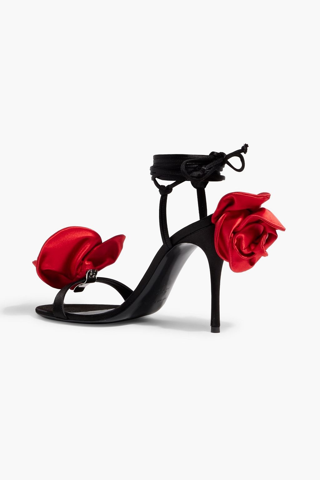 MAGDA BUTRYM Floral-appliquéd satin sandals