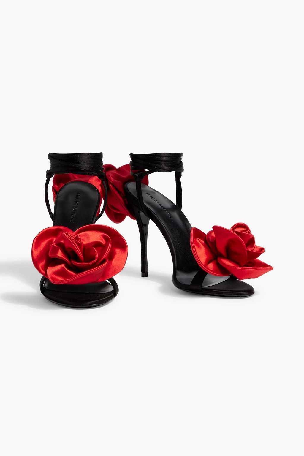 MAGDA BUTRYM Floral-appliquéd satin sandals