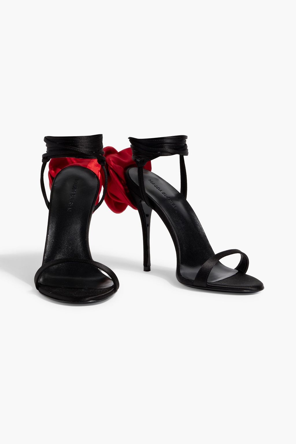 MAGDA BUTRYM Floral-appliquéd satin sandals