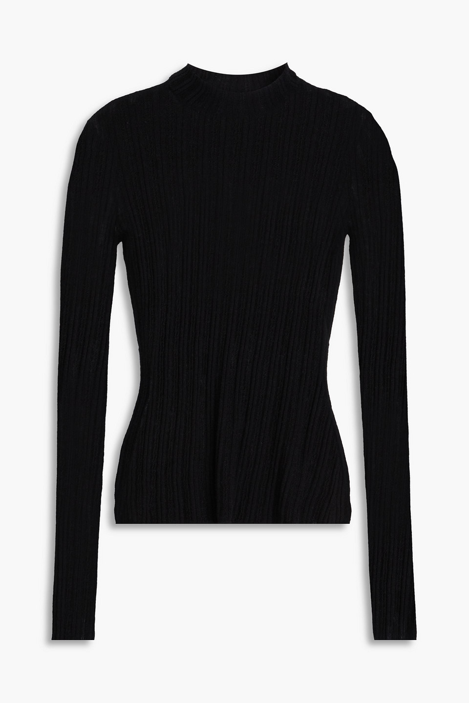 Autumn Cashmere Ribbed Cashmere Turtleneck Top In Black
