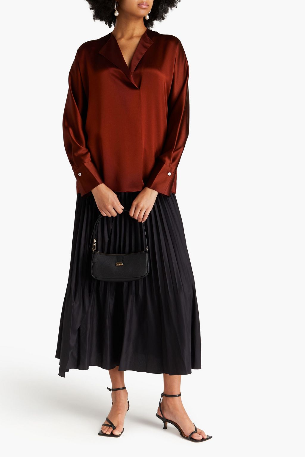 VINCE. Silk-satin crepe blouse