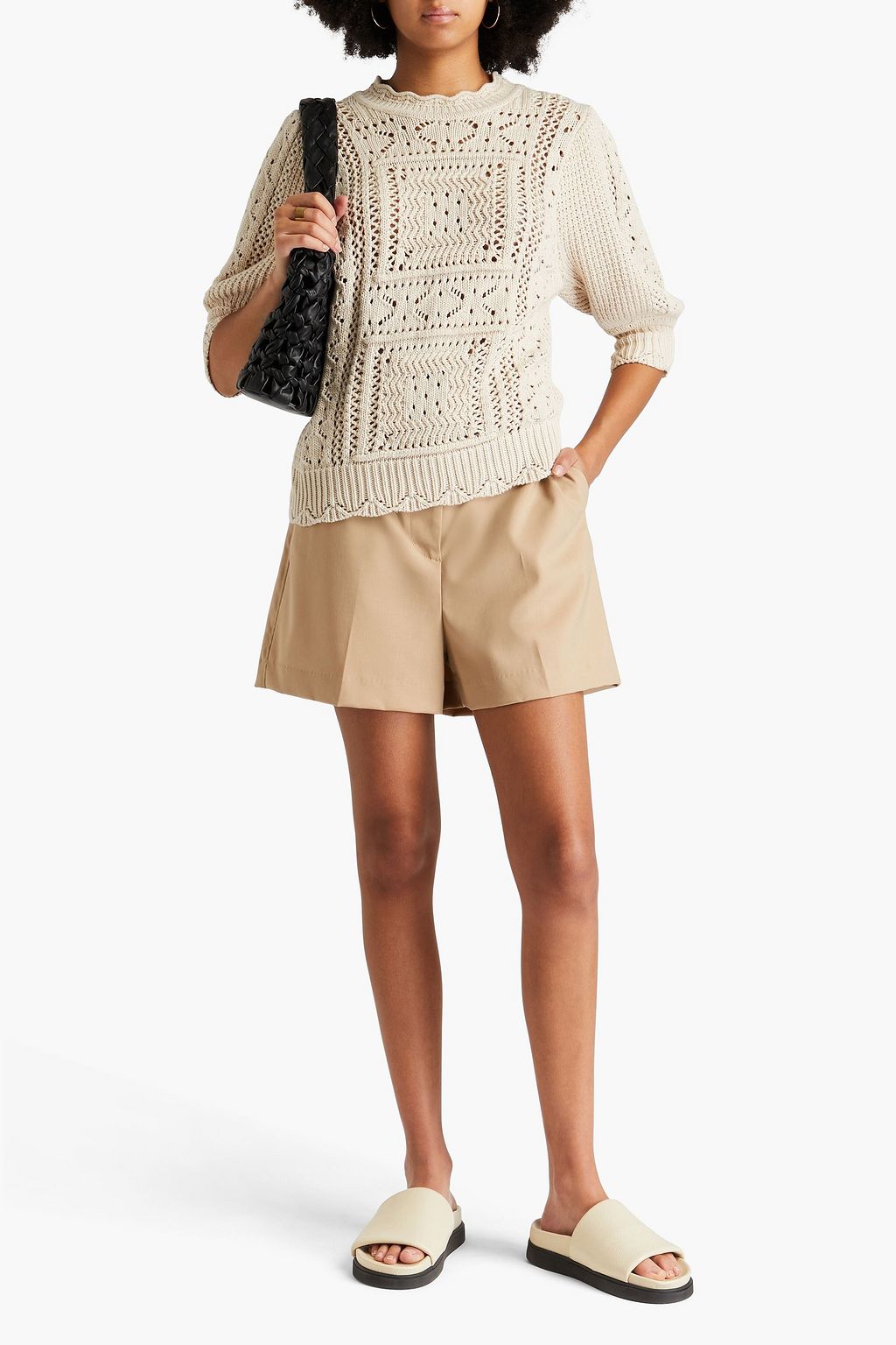 COTTON BY AUTUMN CASHMERE كنزة رياضية "ديانا"من نسيج القطن المحبوكة بحبكة مفتوحة