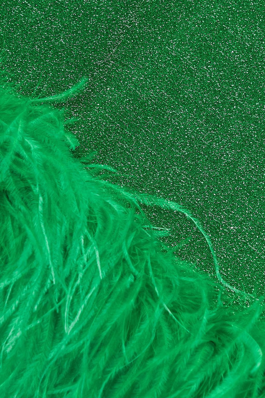 OSÉREE Lumière feather-trimmed metallic stretch-knit halterneck mini dress