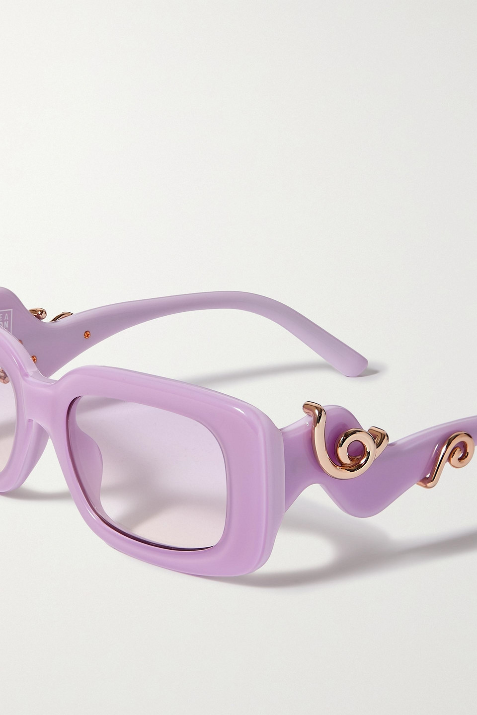 LINDA FARROW EYEWEAR BEA BONGIASCA RECTANGULAR-FRAME ACETATE AND GOLD-TONE SUNGLASSES