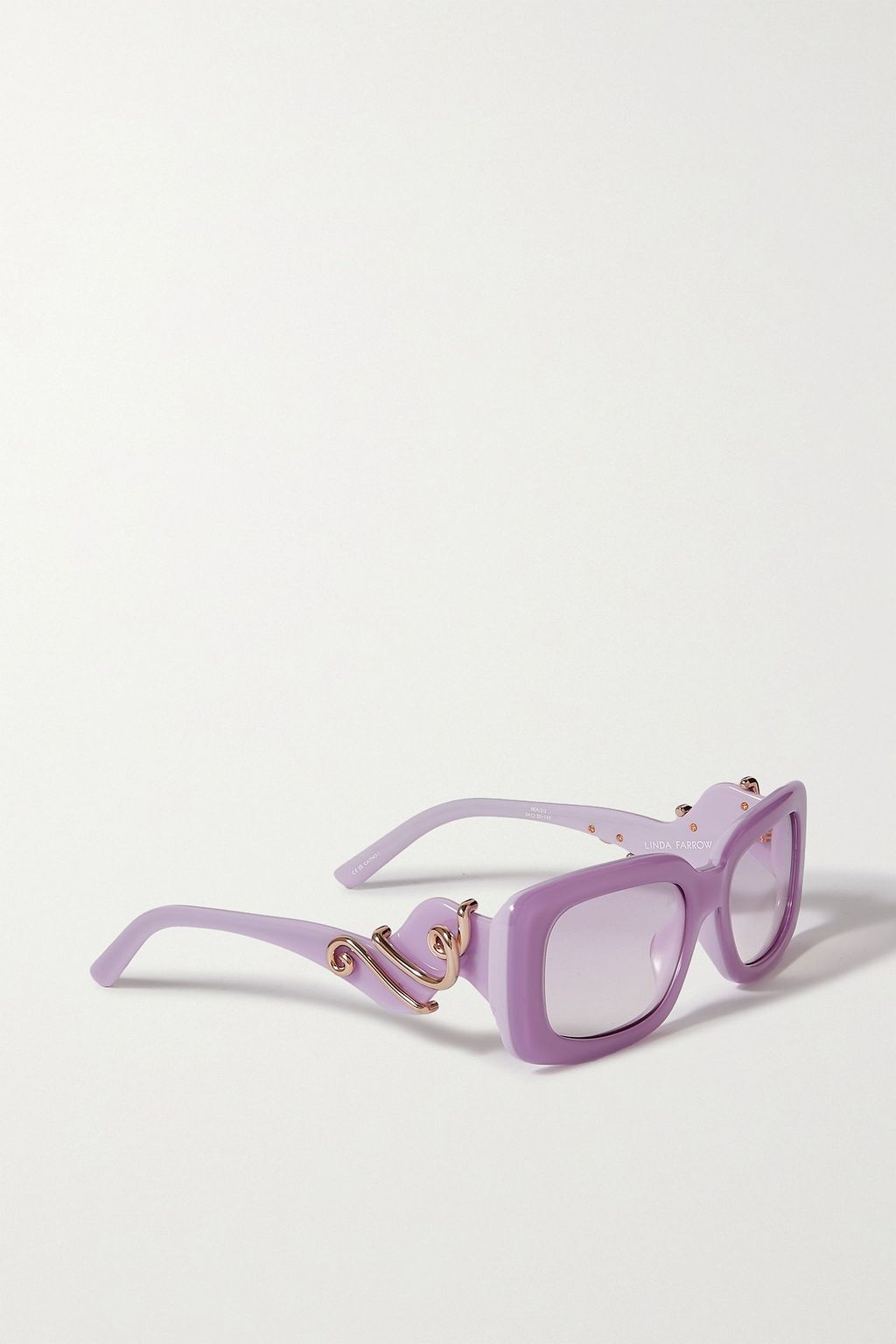 LINDA FARROW + Bea Bongiasca rectangular-frame acetate and gold-tone sunglasses