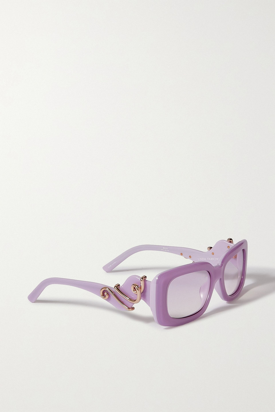 LINDA FARROW EYEWEAR BEA BONGIASCA RECTANGULAR-FRAME ACETATE AND GOLD-TONE SUNGLASSES