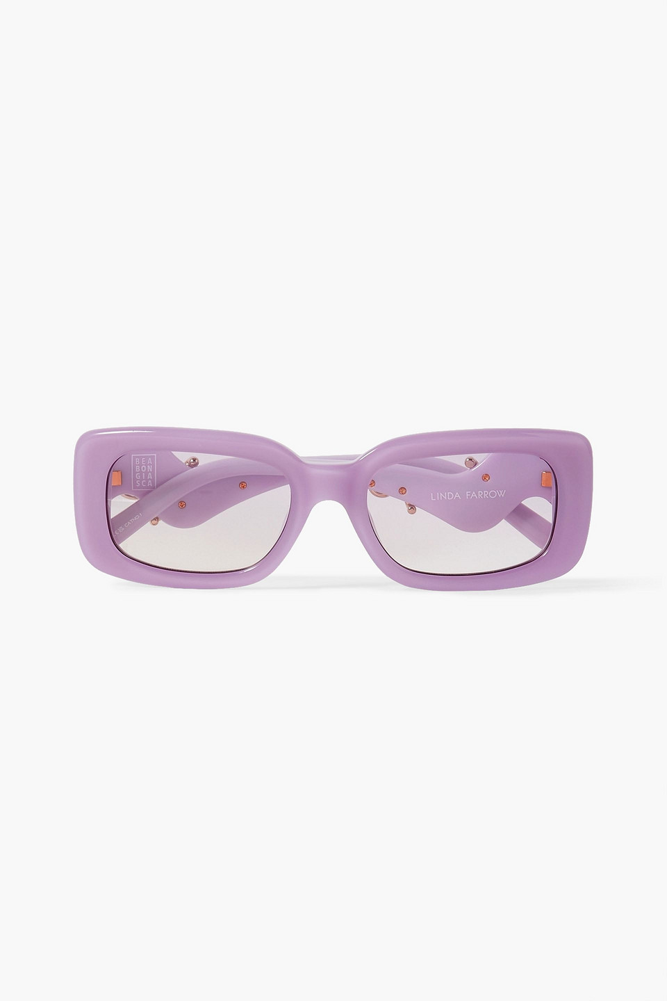 Linda Farrow Eyewear Bea Bongiasca Rectangular-frame Acetate And Gold-tone Sunglasses