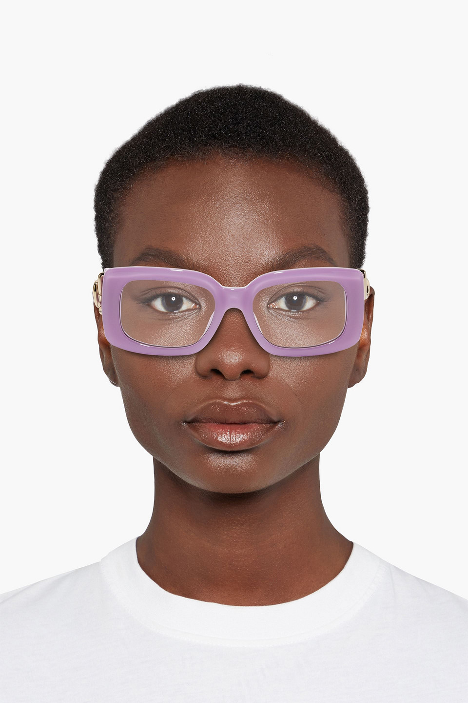 LINDA FARROW EYEWEAR BEA BONGIASCA RECTANGULAR-FRAME ACETATE AND GOLD-TONE SUNGLASSES