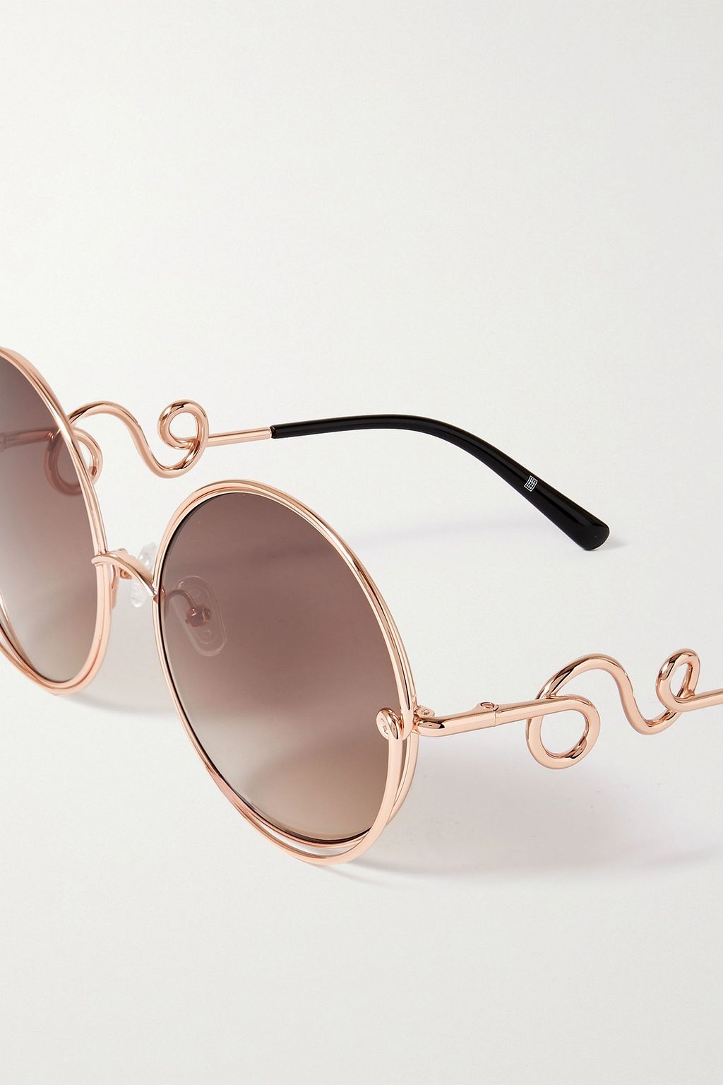 LINDA FARROW + Bea Bongiasca round-frame rose gold-tone sunglasses