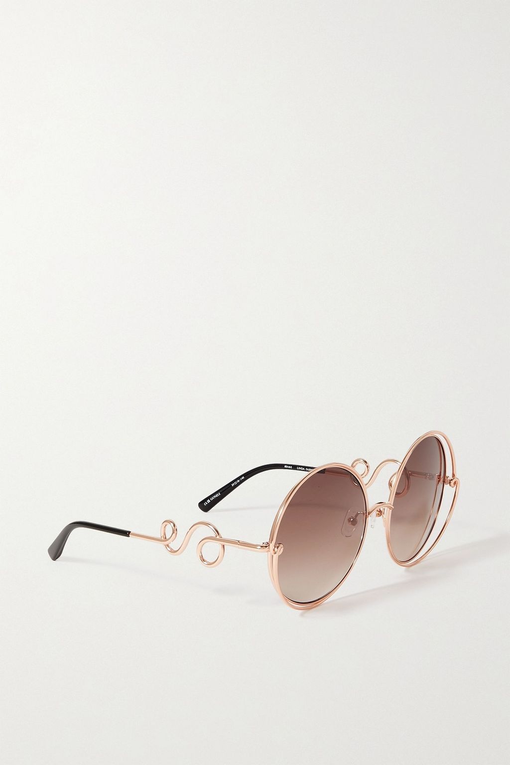 LINDA FARROW + Bea Bongiasca round-frame rose gold-tone sunglasses