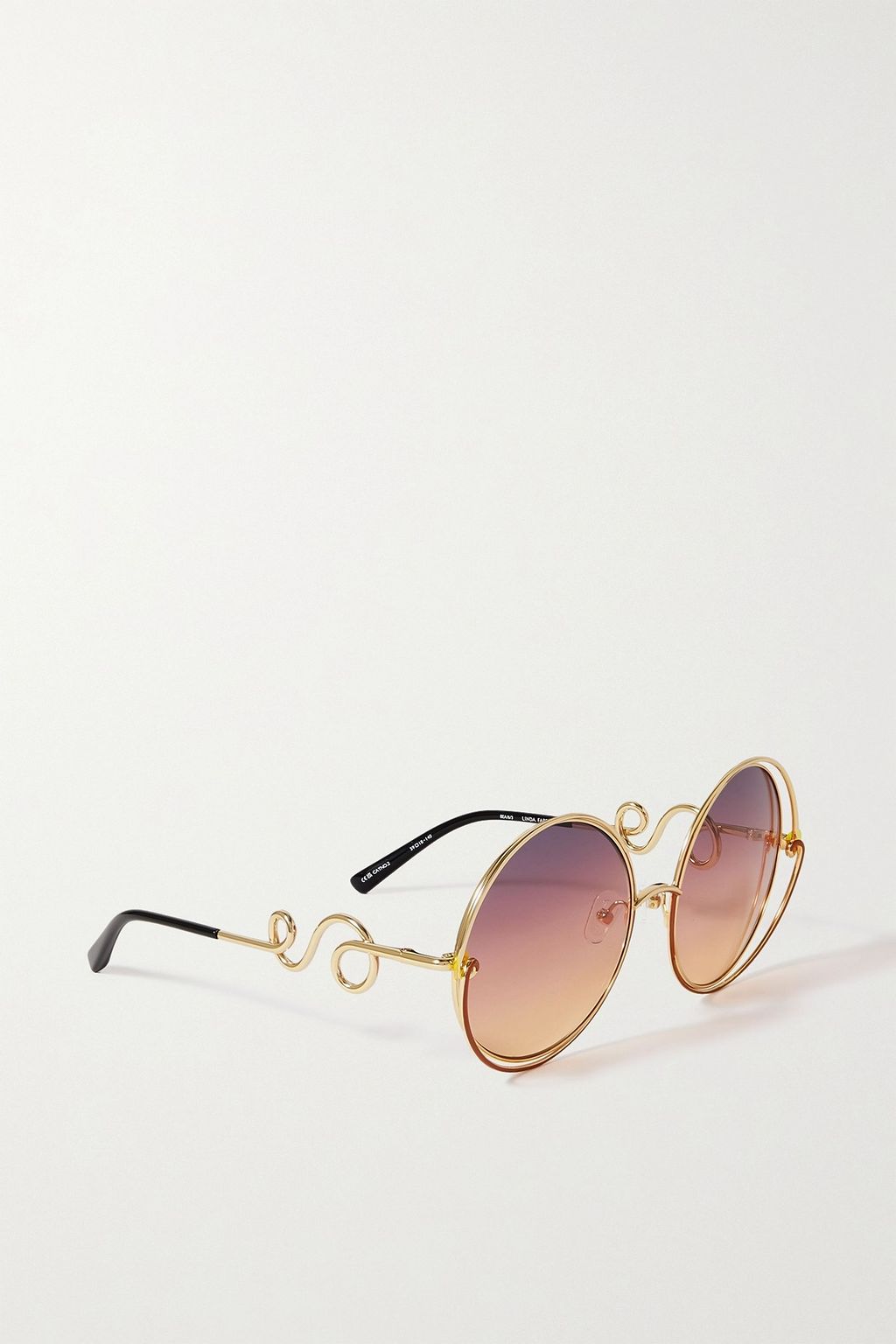 LINDA FARROW + Bea Bongiasca round-frame gold-tone sunglasses