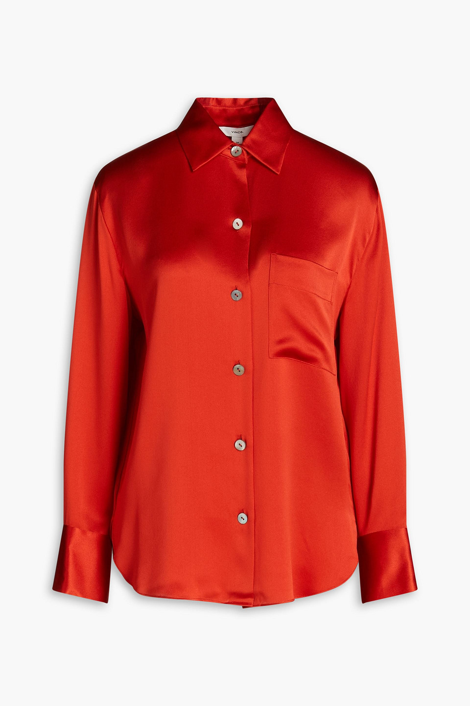 Vince Silk-satin Crepe Shirt In Orange