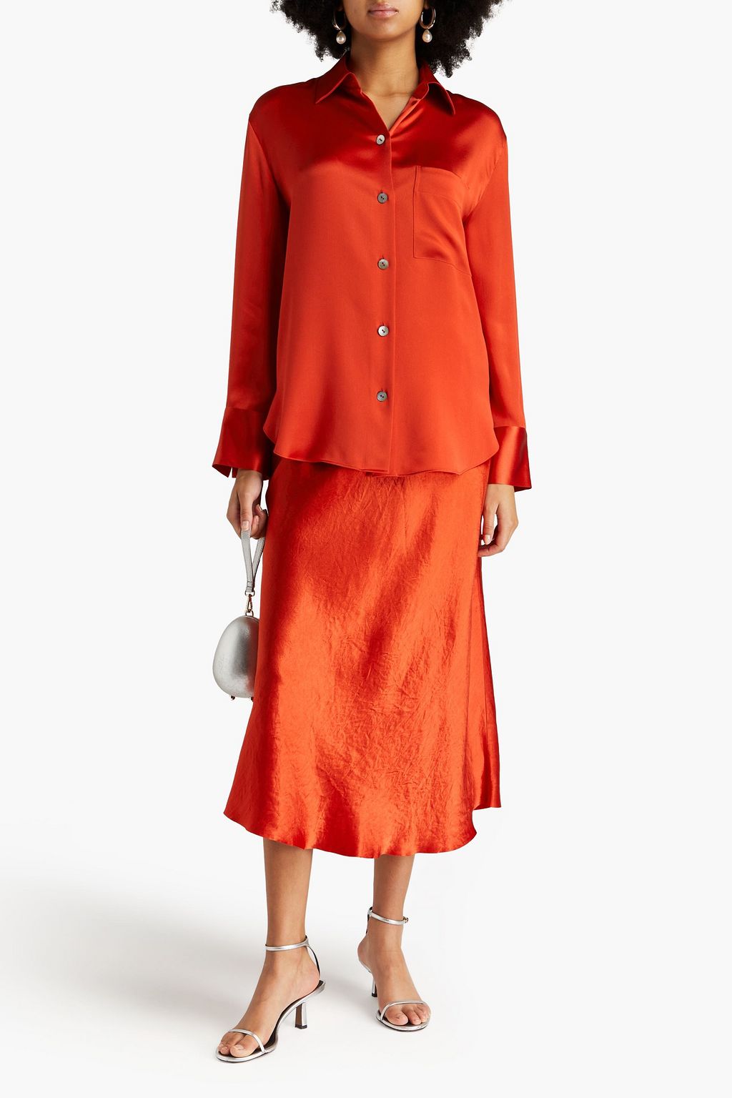 VINCE. Silk-satin crepe shirt