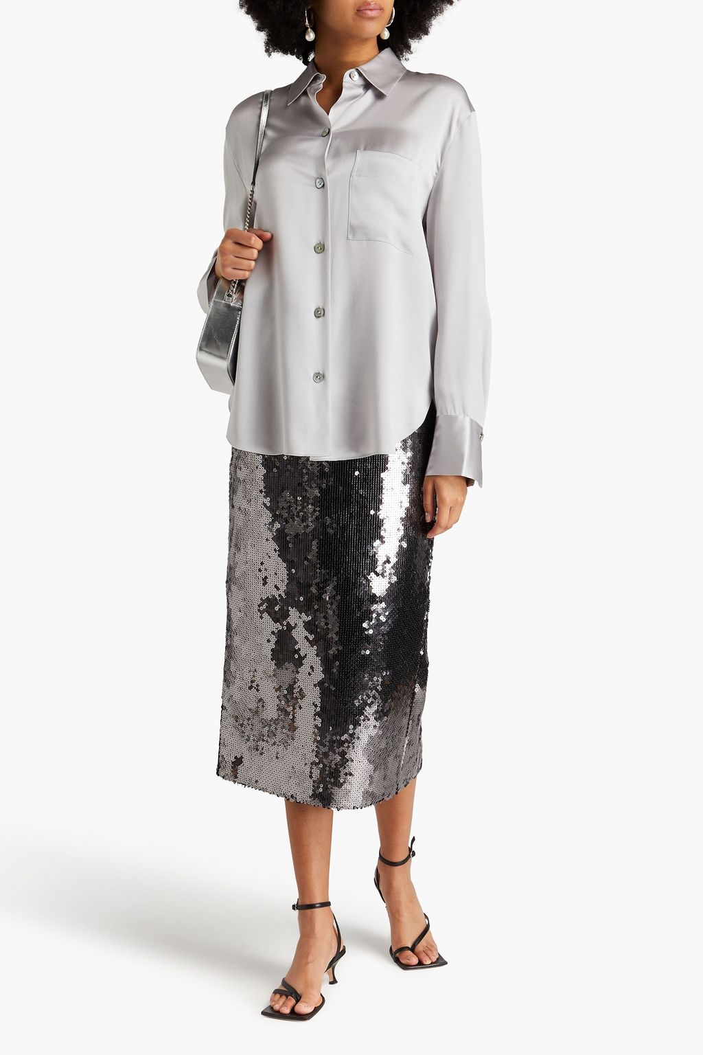 VINCE. Silk-satin crepe shirt