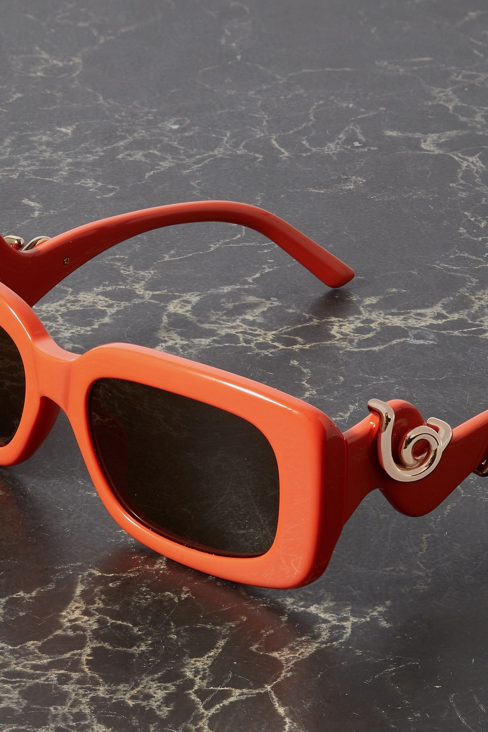 LINDA FARROW EYEWEAR BEA BONGIASCA RECTANGULAR-FRAME ACETATE AND GOLD-TONE SUNGLASSES