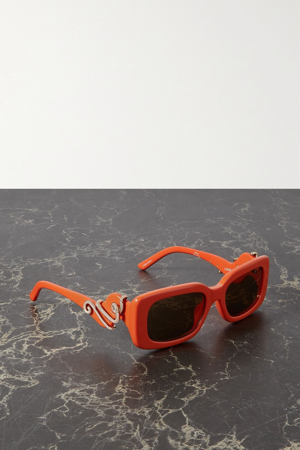 LINDA FARROW EYEWEAR BEA BONGIASCA RECTANGULAR-FRAME ACETATE AND GOLD-TONE SUNGLASSES