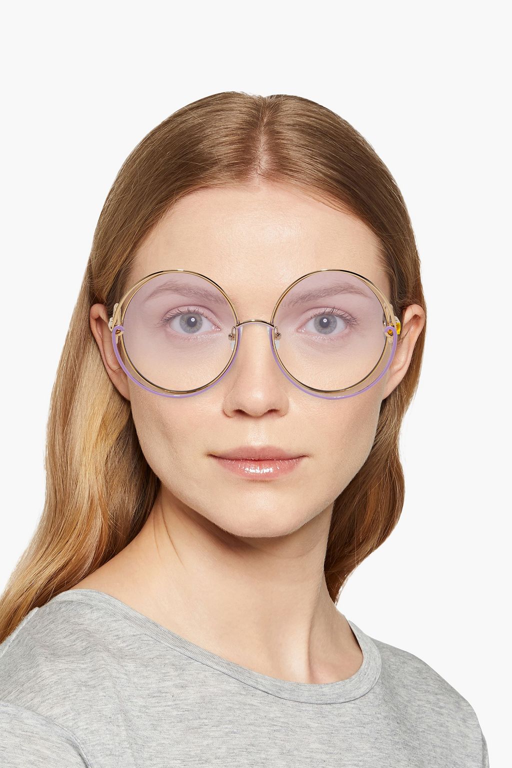 LINDA FARROW + Bea Bongiasca round-frame gold-tone sunglasses
