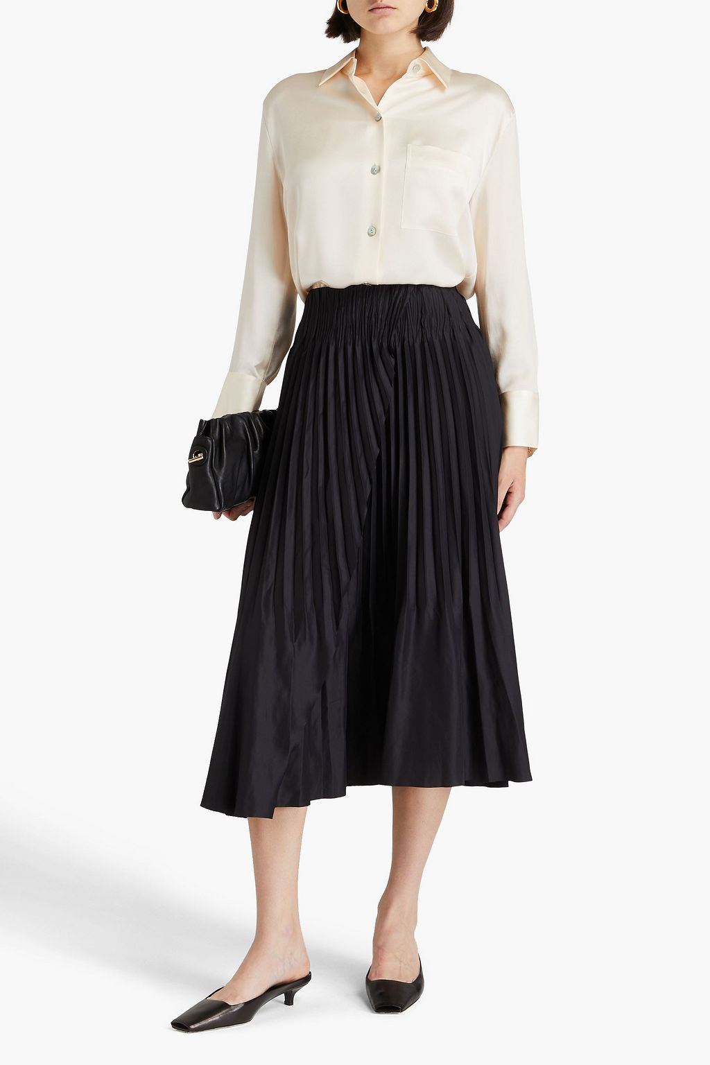 VINCE. Silk-satin crepe shirt