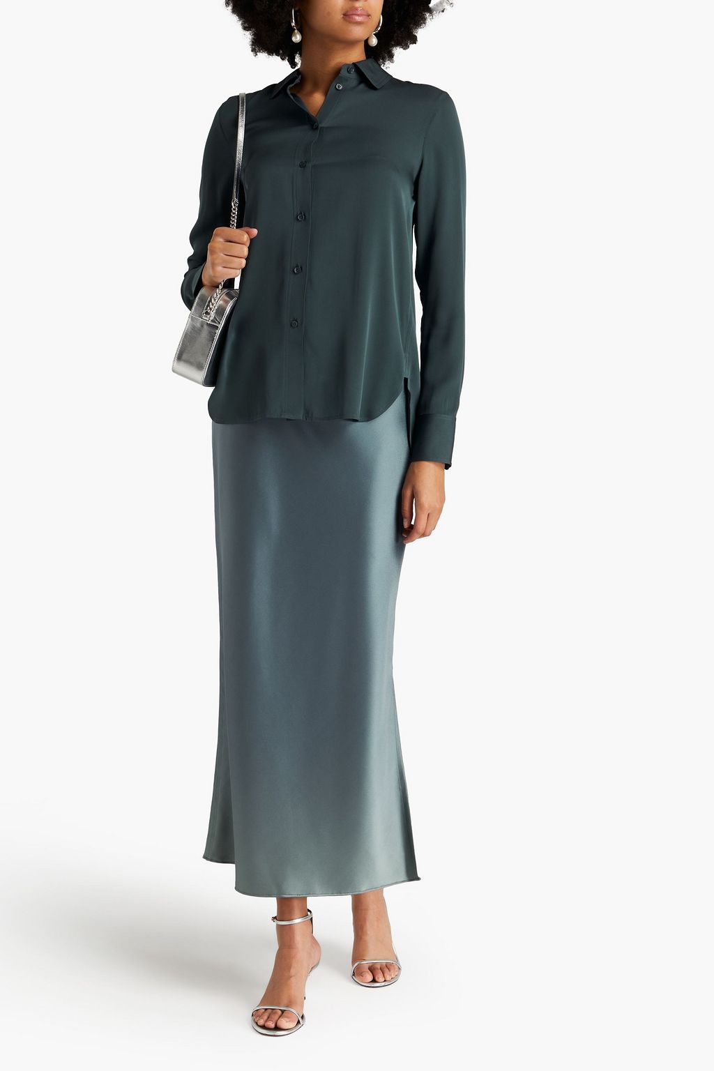 VINCE. Silk-blend crepe de chine shirt
