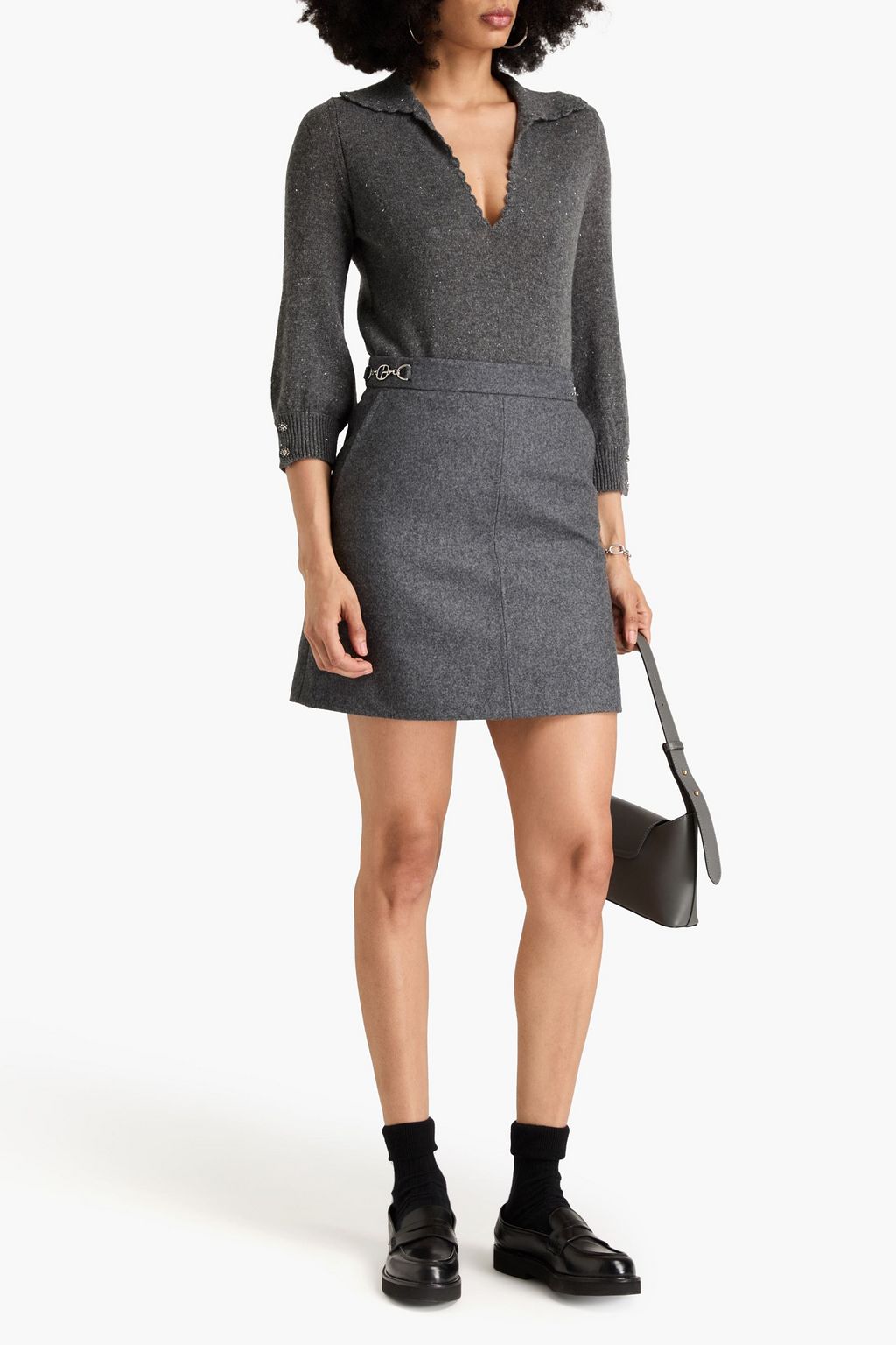 AUTUMN CASHMERE كنزة رياضية بولو مصنوعة من مزيج الكشمير المعدني