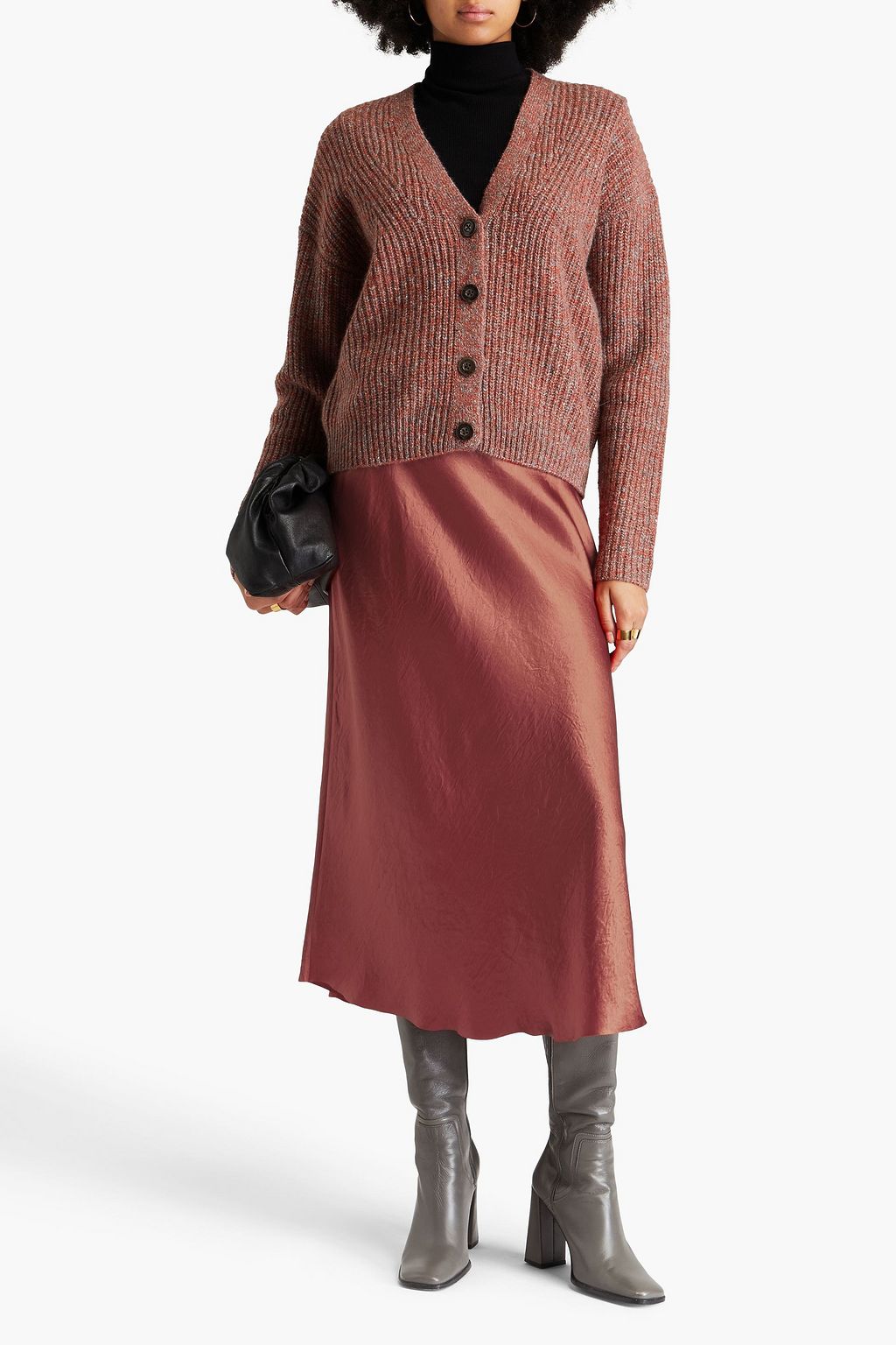 AUTUMN CASHMERE Mélange ribbed-knit cardigan