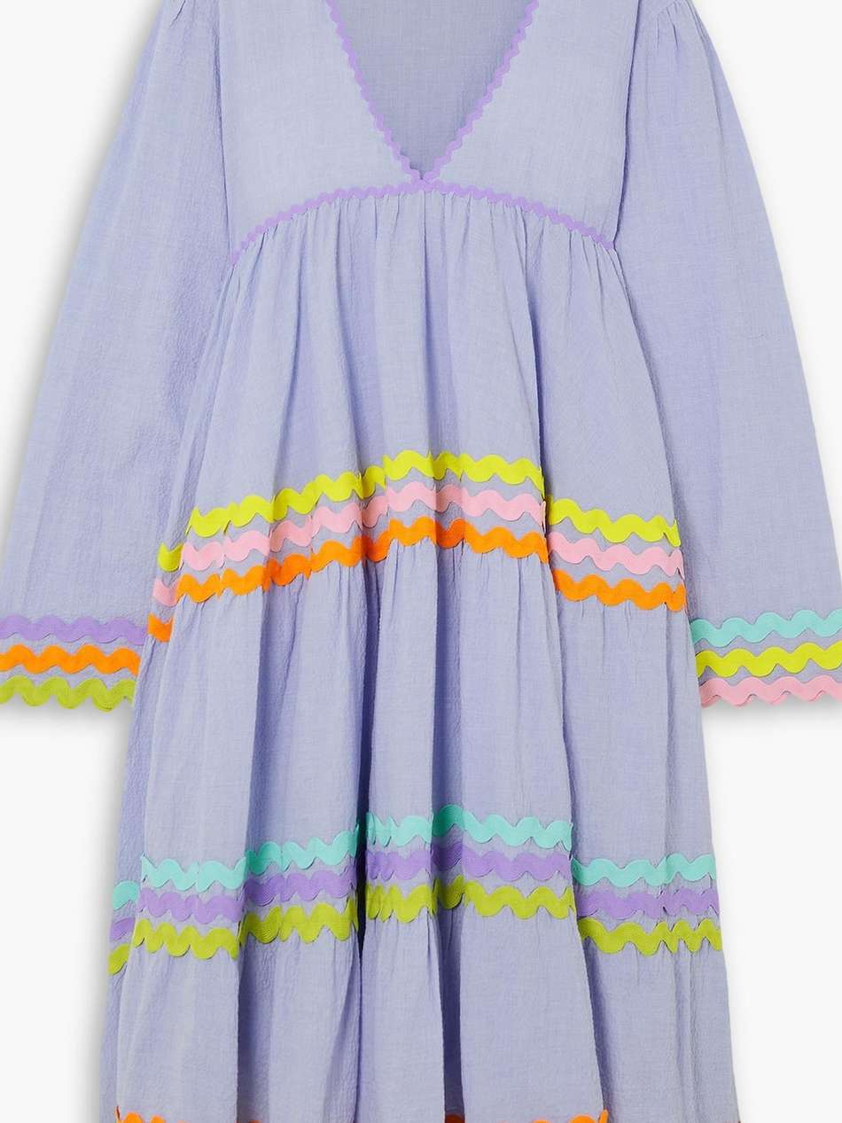 hydra rickrack-trimmed crinkled cotton-voile midi dress