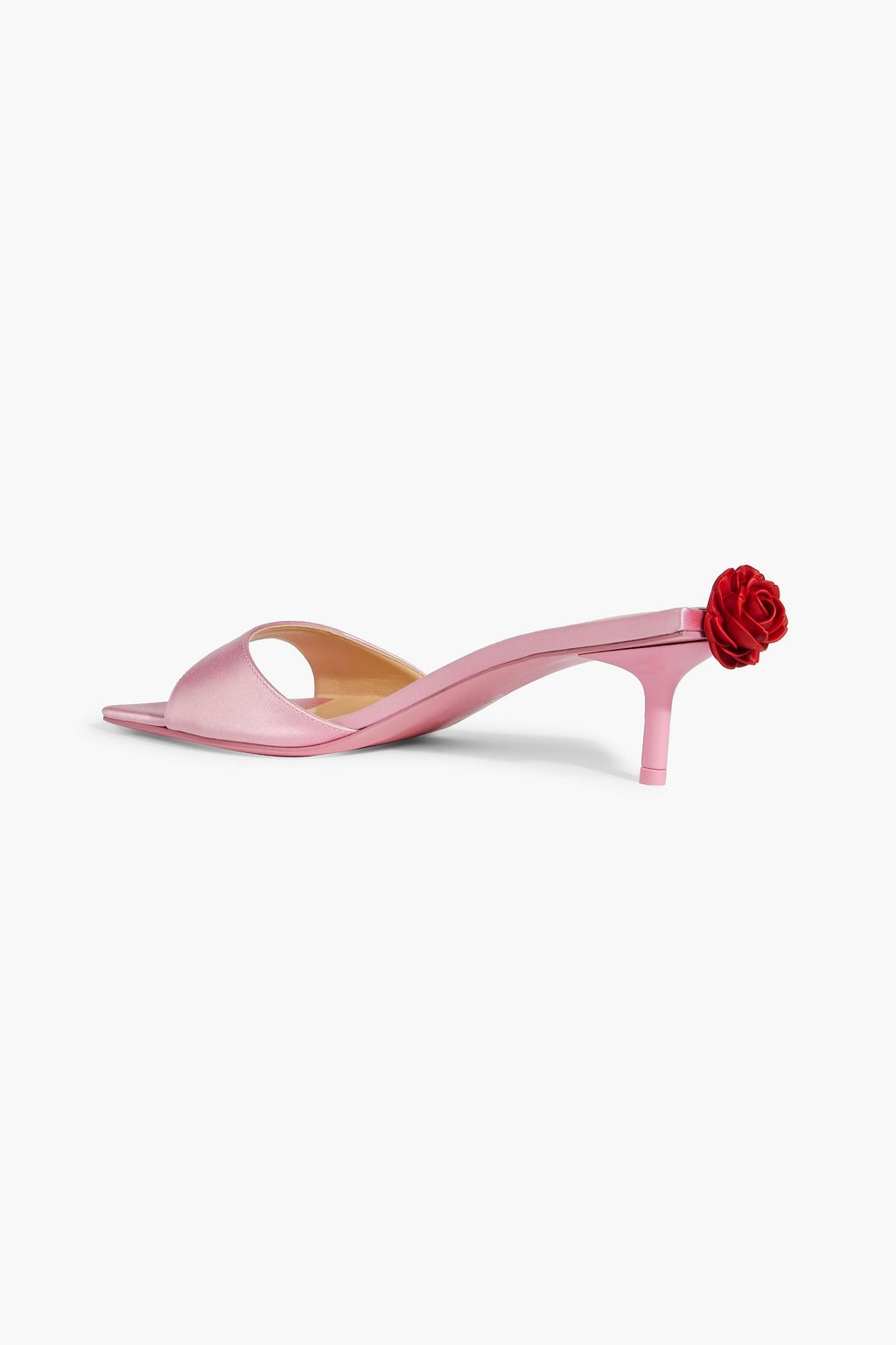 MAGDA BUTRYM Floral-appliquéd satin mules