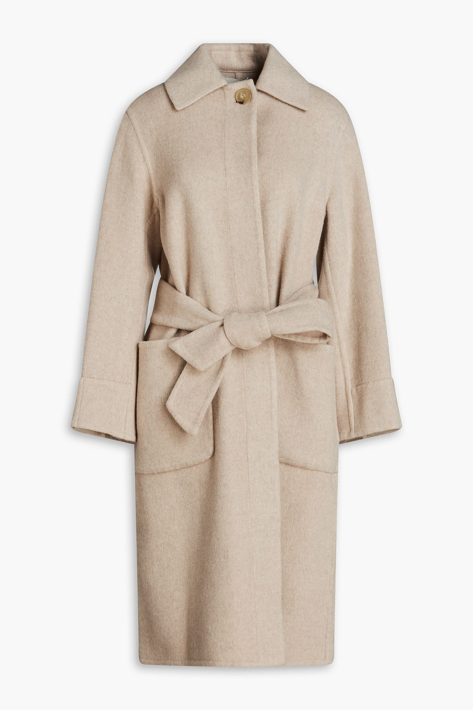 Vince Belted Wool-blend Coat In Neutral