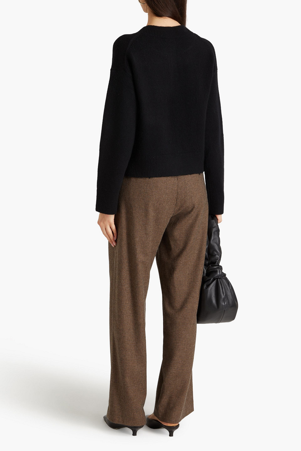 Shop Vince Houndstooth Woven Straight-leg Pants In Brown