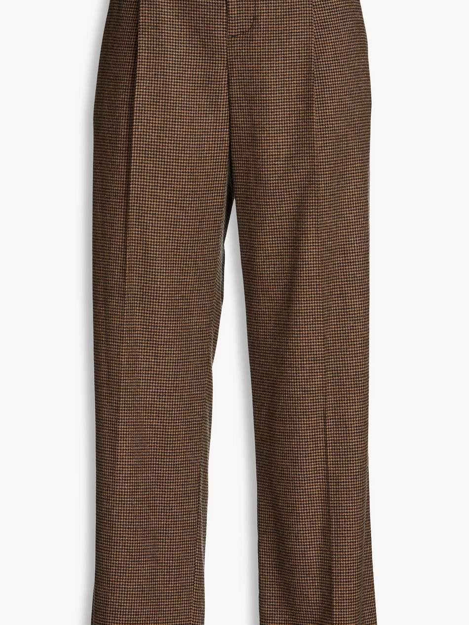 houndstooth woven straight-leg pants