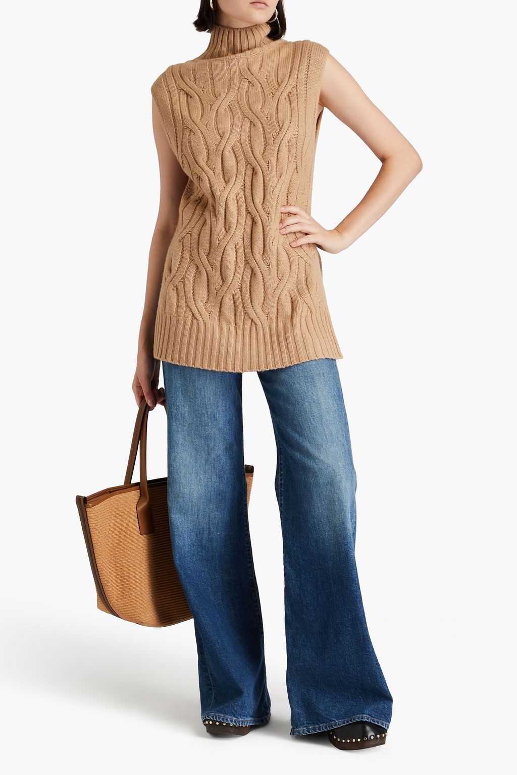 AUTUMN CASHMERE فيست بياقة عالية بحبكة مجدولة
