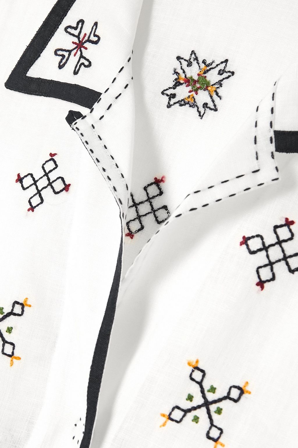 VITA KIN Greta broderie anglaise-trimmed embroidered linen blouse