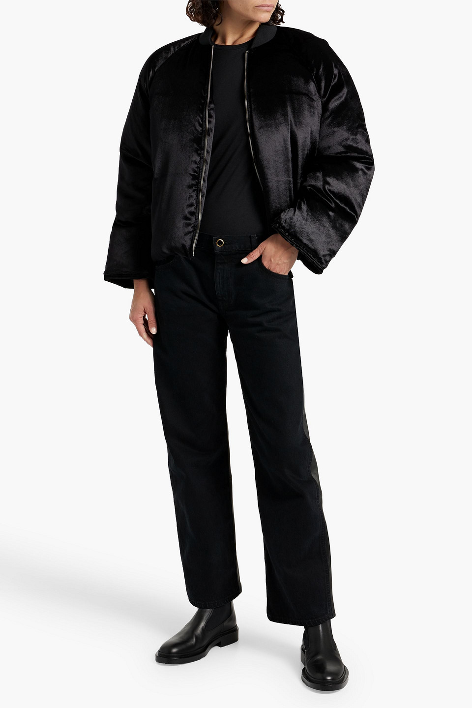 LOULOU STUDIO LAFU OVERSIZED VELVET BOMBER JACKET