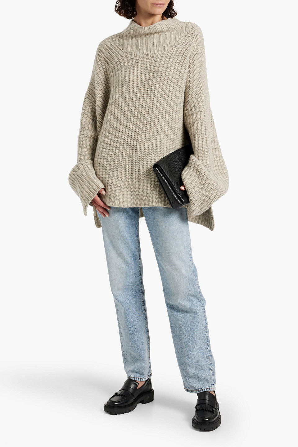 LOULOU STUDIO BERA OVERSIZED RIBBED CASHMERE TURTLENECK SWEATER