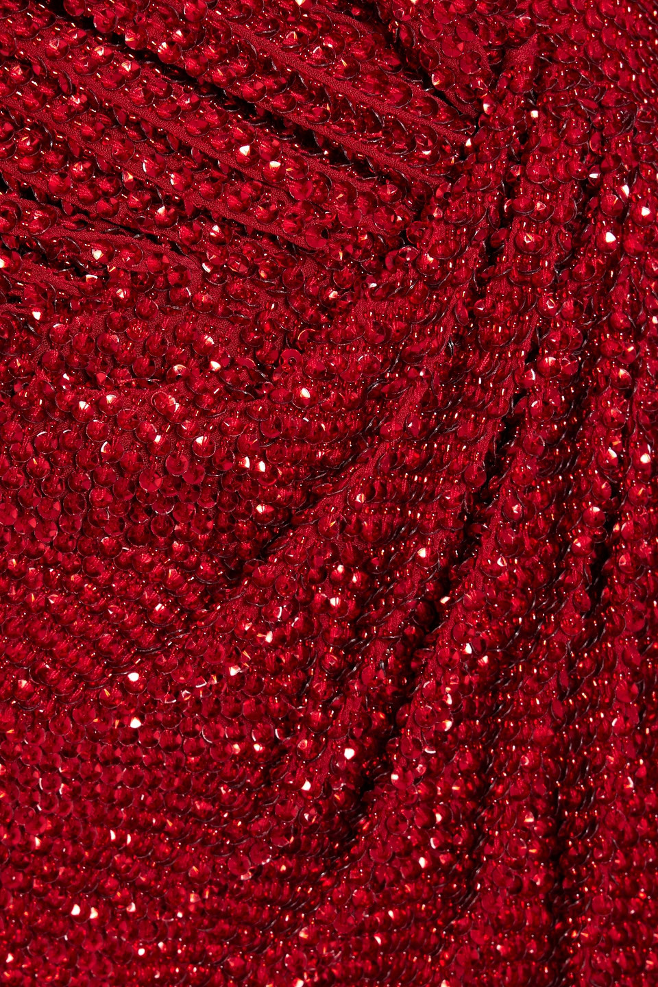 Jenny Packham Wrap-effect Embellished Crepe De Chine Gown In Red