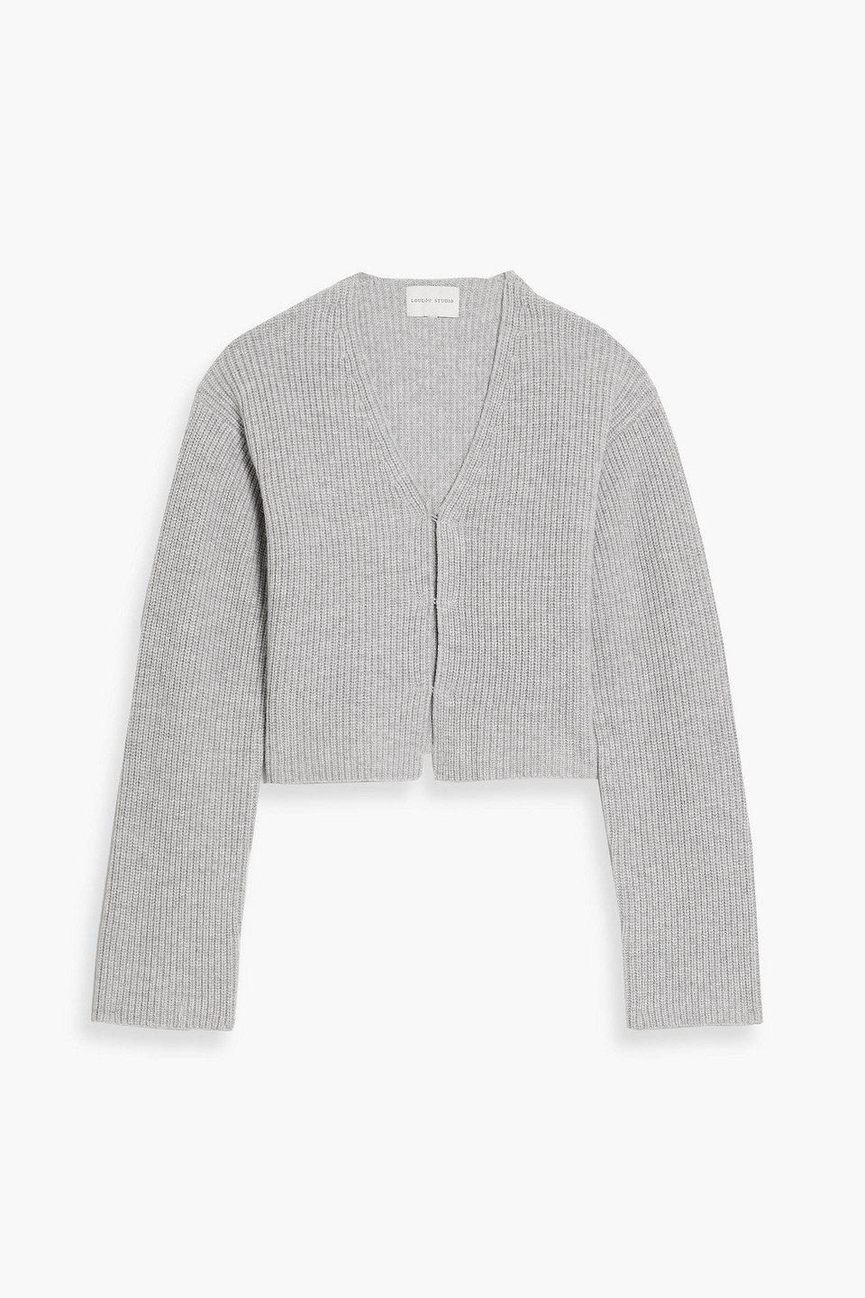 Loulou Studio Hidra Ribbed Wool And Cashmere Cardigan In Gray